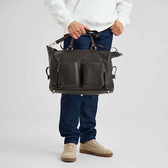 Сумка дорожная Dr.Koffer из натуральной кожи коричневая