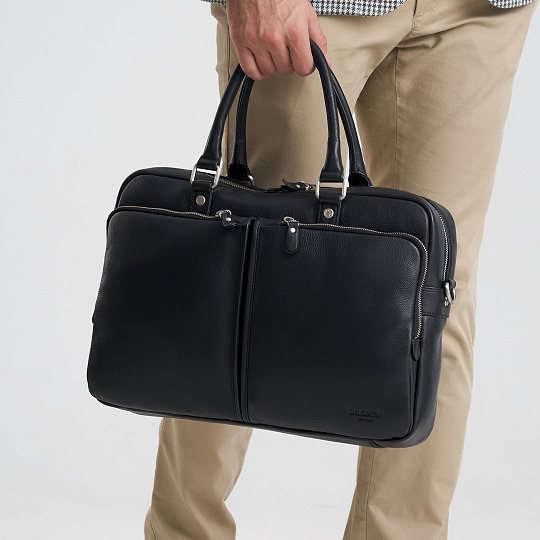 Деловая сумка Dr.Koffer из натуральной кожи черная