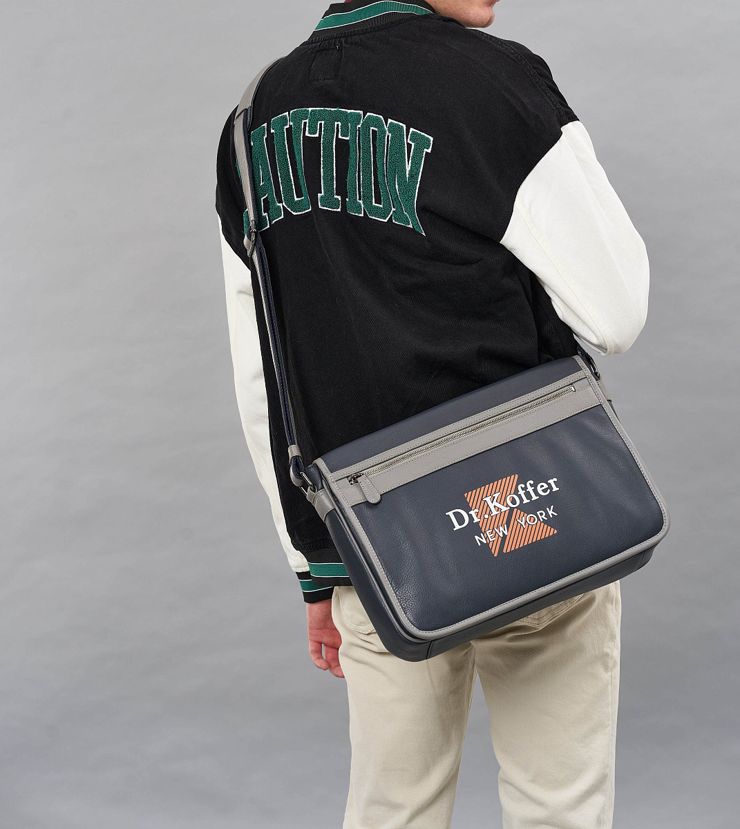 Деловая сумка Dr.Koffer из натуральной кожи синяя