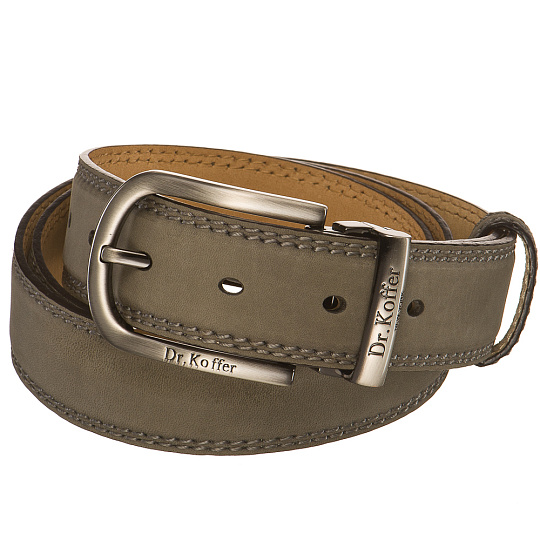 Замшевый ремень фисташкового цвета с декоративной строчкой и матовой пряжкой  Dr.Koffer R040B06120-120-77