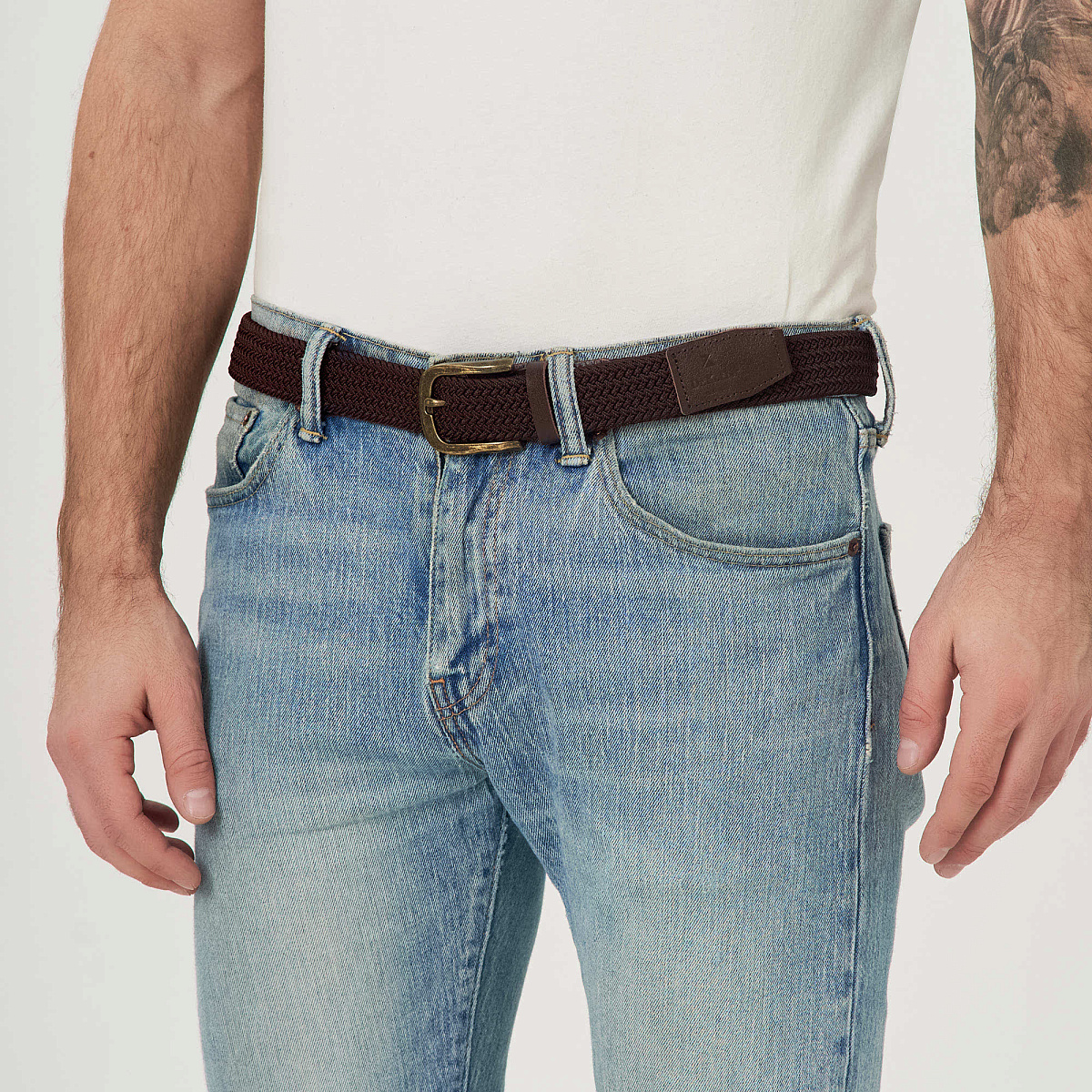 Ремень Dr.Koffer из натуральной кожи и текстиля коричневый