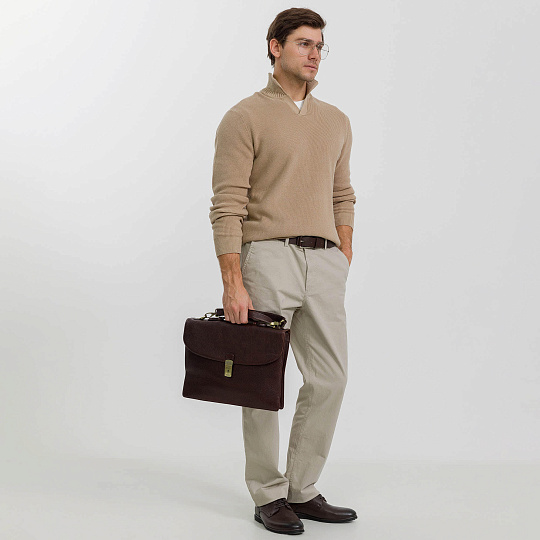 Портфель Dr.Koffer из натуральной кожи темно-коричневый