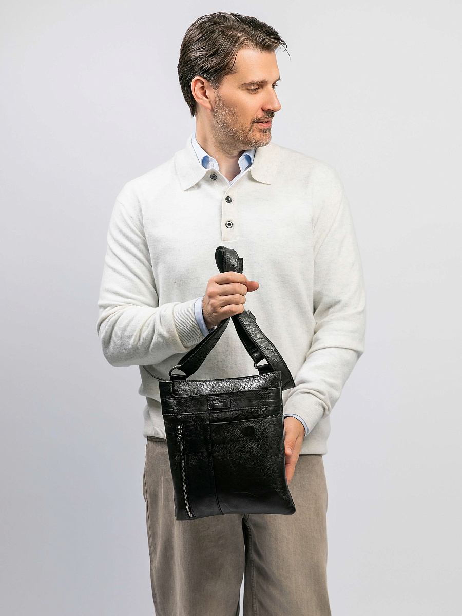 Сумка через плечо Dr.Koffer из натуральной кожи черная