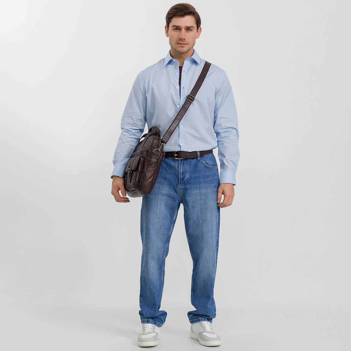 Деловая сумка Dr.Koffer из натуральной кожи темно-коричневая