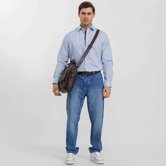 Деловая сумка Dr.Koffer из натуральной кожи темно-коричневая