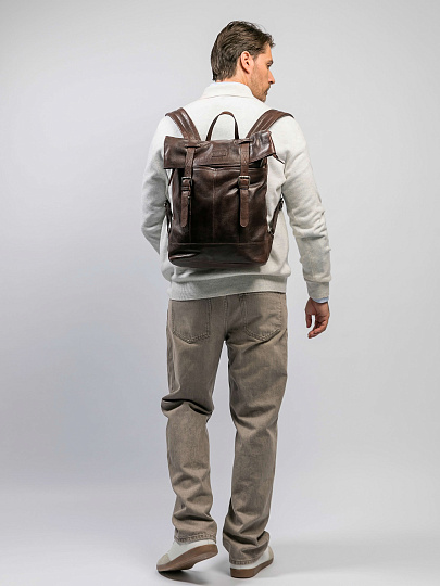 Рюкзак Dr.Koffer из натуральной кожи темно-коричневый