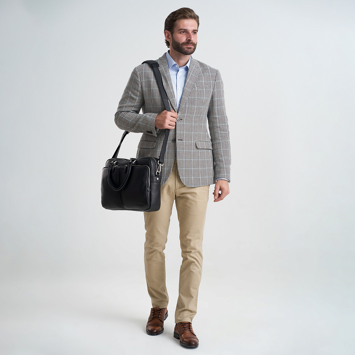 Деловая сумка Dr.Koffer из натуральной кожи черная