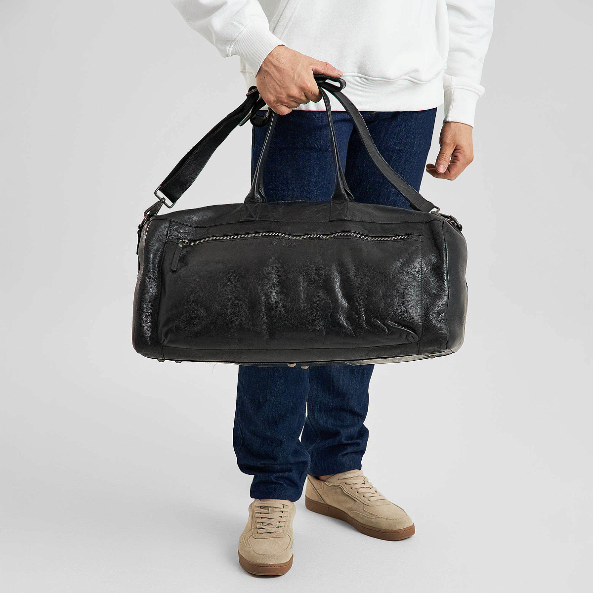 Сумка дорожная Dr.Koffer из натуральной кожи черная