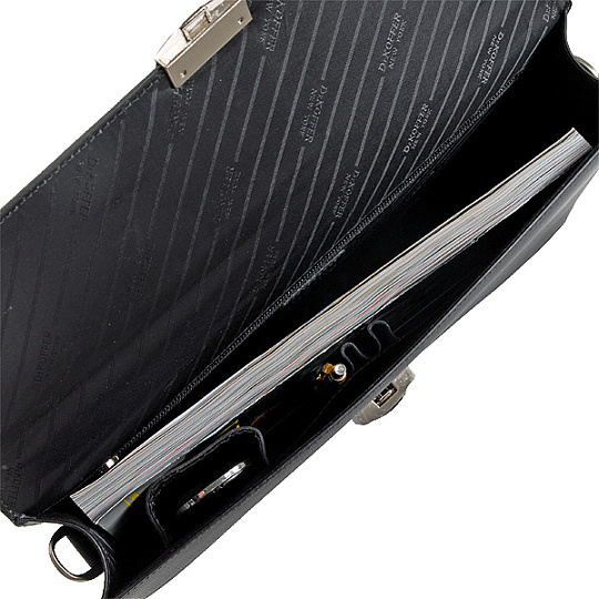 Вместительный портфель-папка в стиле хай-тек (черного цвета) Dr.Koffer M402142-72-04