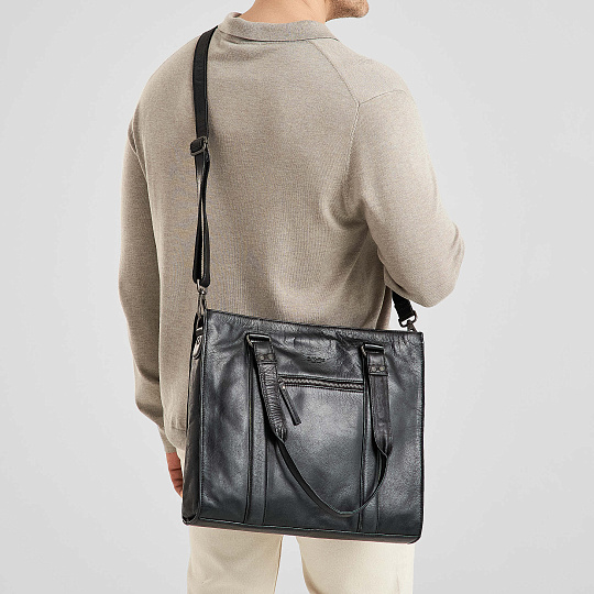 Деловая сумка Dr.Koffer из натуральной кожи черная