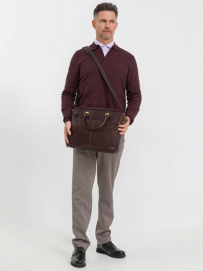 Деловая сумка Dr.Koffer из натуральной кожи темно-коричневая