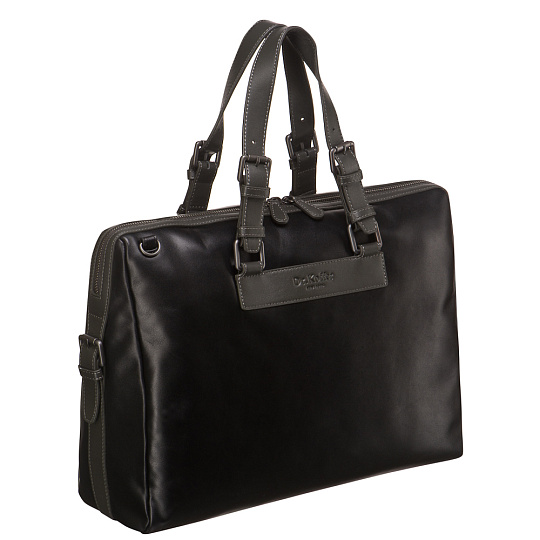 Деловая сумка Dr.Koffer из натуральной кожи черная