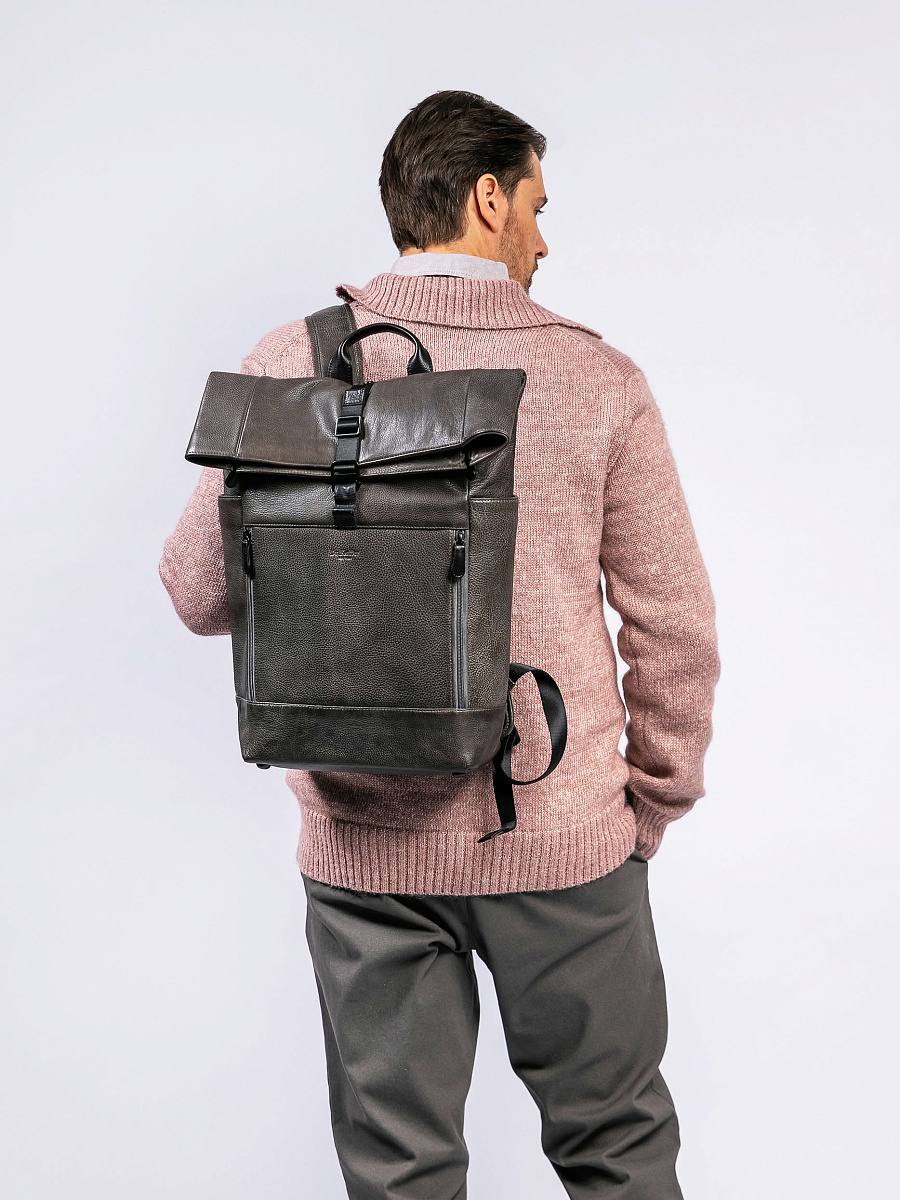 Рюкзак Dr. Koffer из натуральной кожи серый