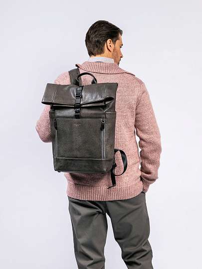 Рюкзак Dr. Koffer из натуральной кожи серый