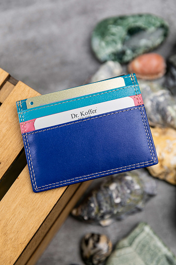 Кредитница Dr.Koffer из натуральной кожи синяя