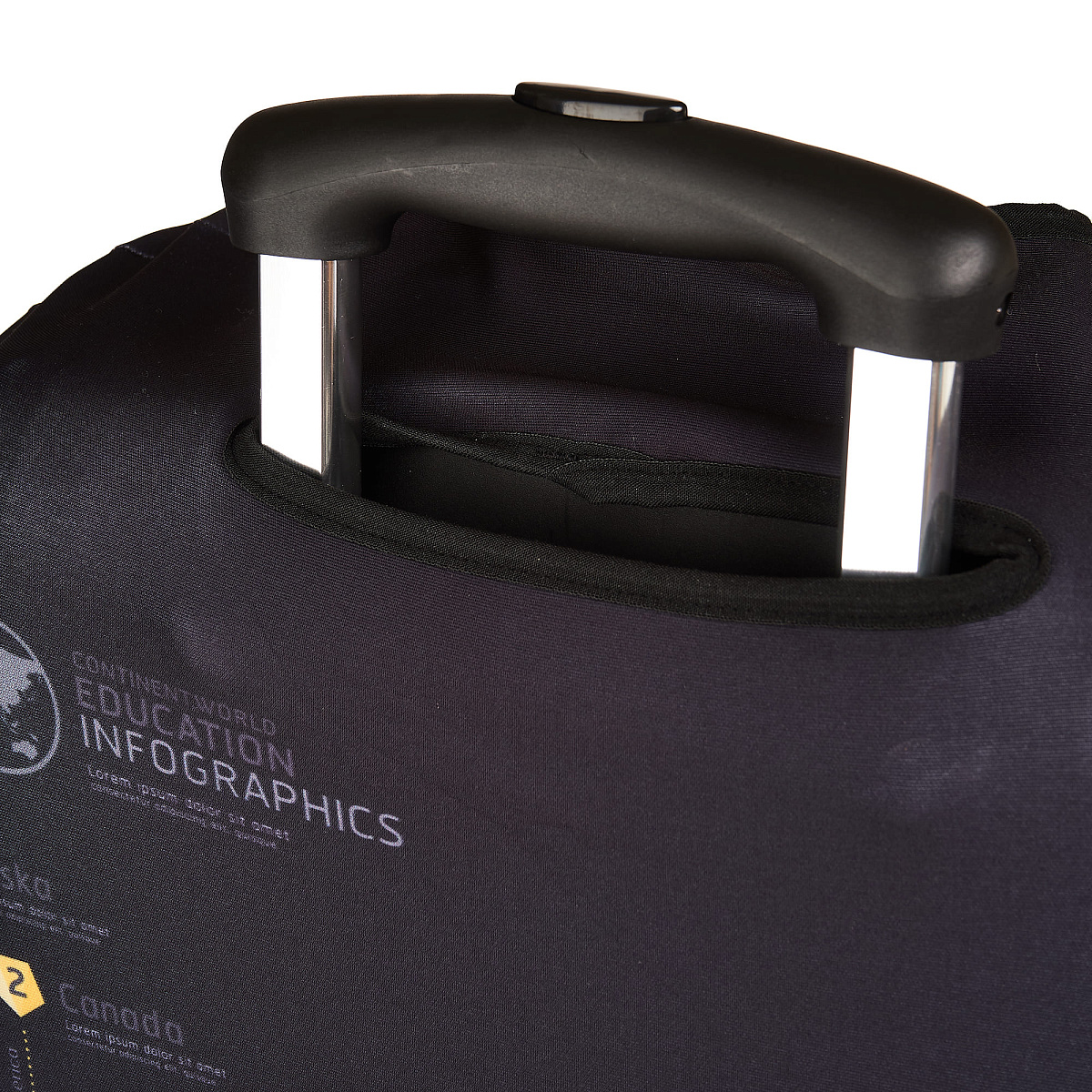 Чехол для чемодана M Dr.Koffer черный с рисунком"TRAVEL"