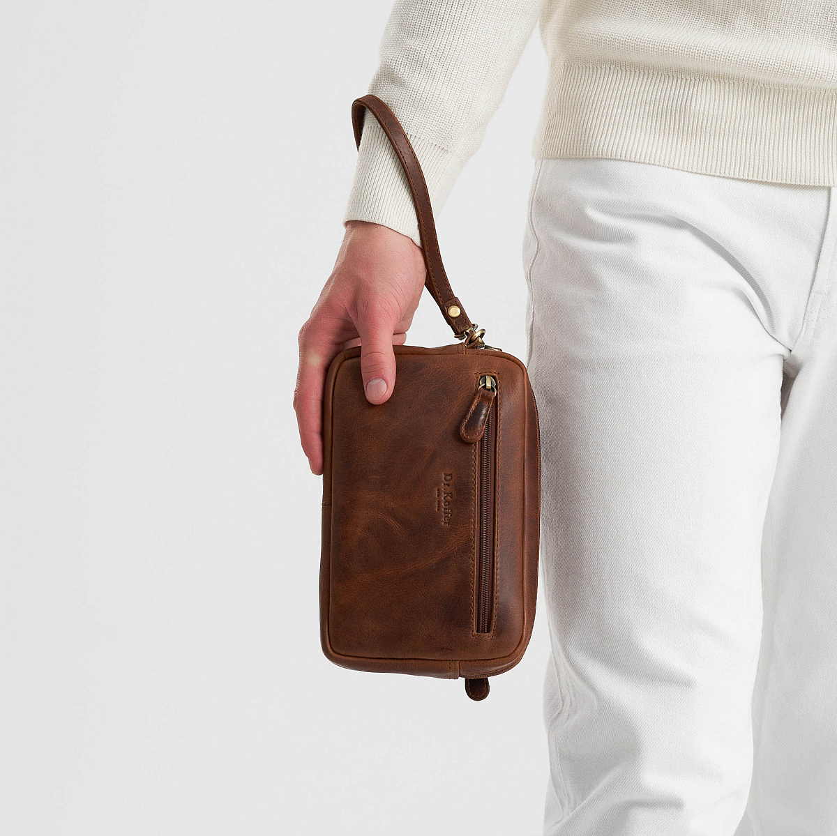 Сумка барсетка из натуральной кожи Dr. Koffer коричневая