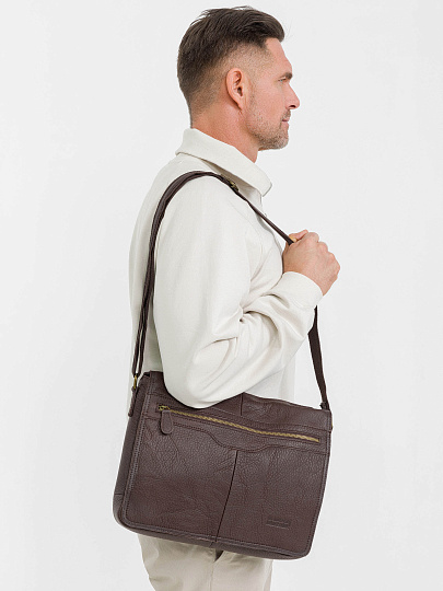 Деловая сумка Dr.Koffer из натуральной кожи темно-коричневая