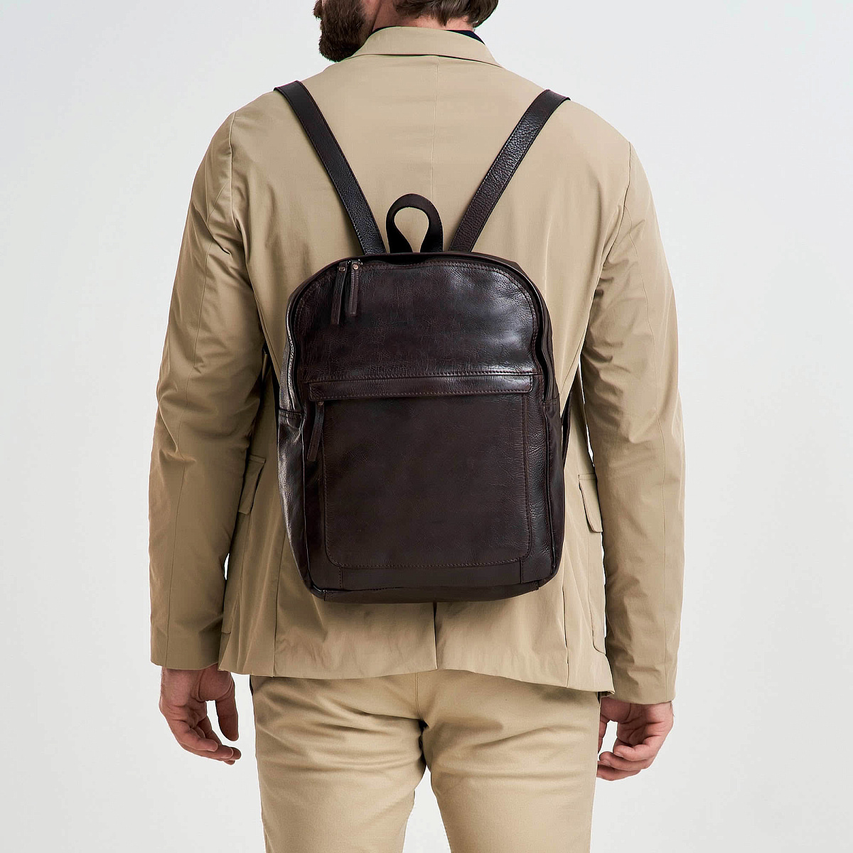 Рюкзак Dr.Koffer из натуральной кожи темно-коричневый