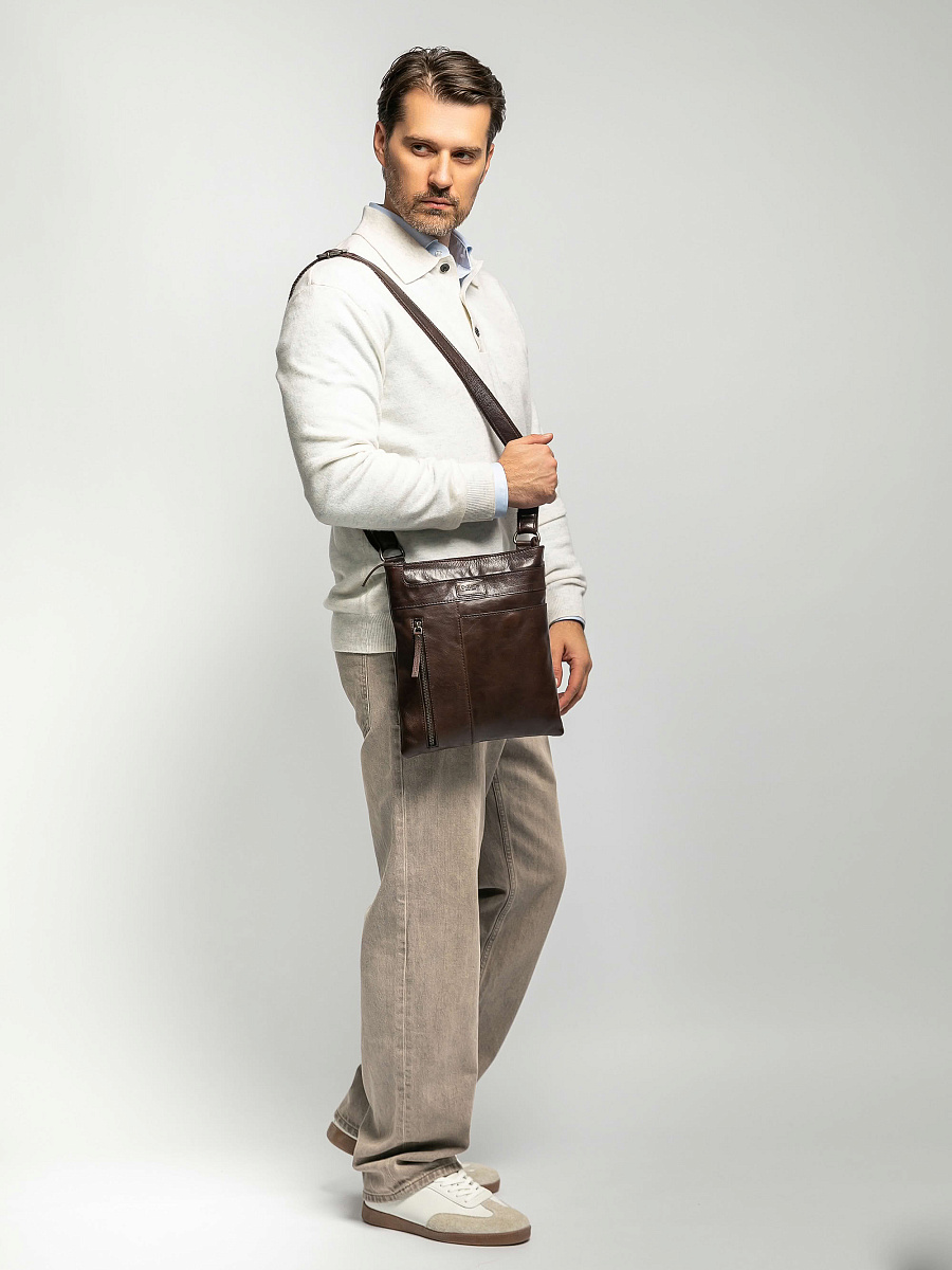 Сумка через плечо Dr.Koffer из натуральной кожи коричневая