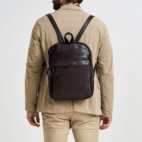 Рюкзак Dr.Koffer из натуральной кожи темно-коричневый