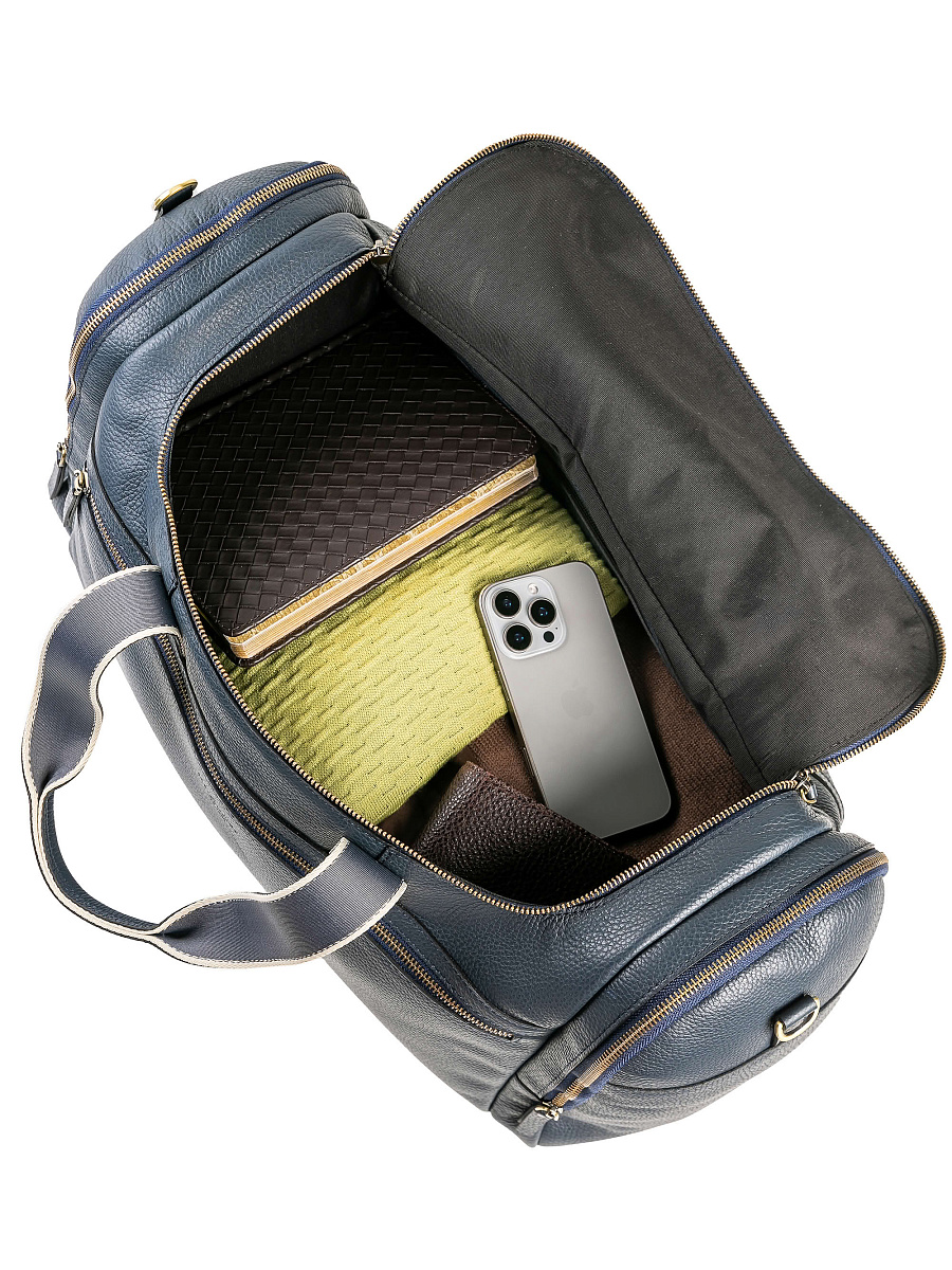 Дорожная сумка Dr. Koffer из натуральной кожи синяя