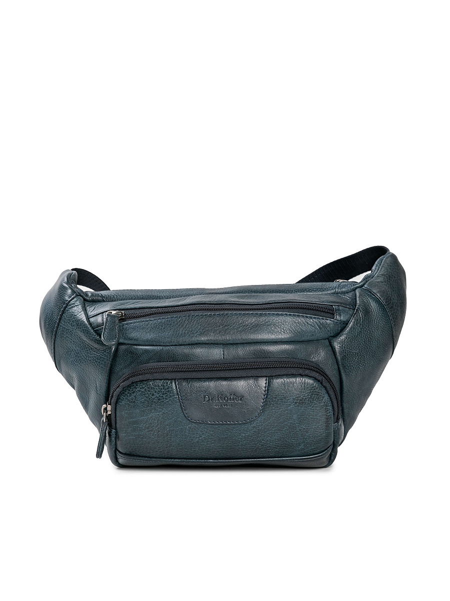 Сумка на пояс Dr. Koffer из натуральной кожи синяя