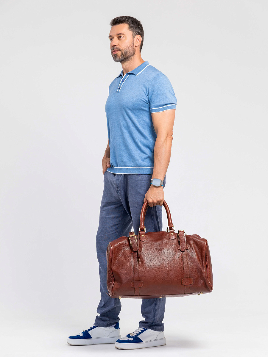 Сумка дорожная Dr.Koffer из натуральной кожи коричневая