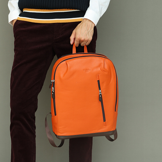 Рюкзак Dr.Koffer из натуральной кожи оранжевый