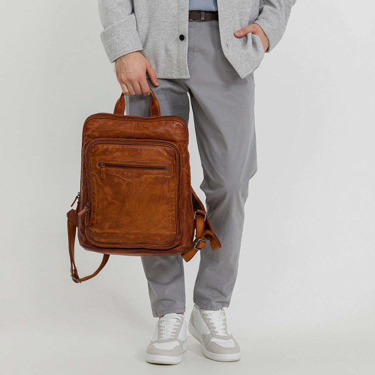 Рюкзак Dr.Koffer из натуральной кожи светло-коричневый