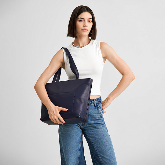 Женская сумка Dr.Koffer из натуральной кожи синяя