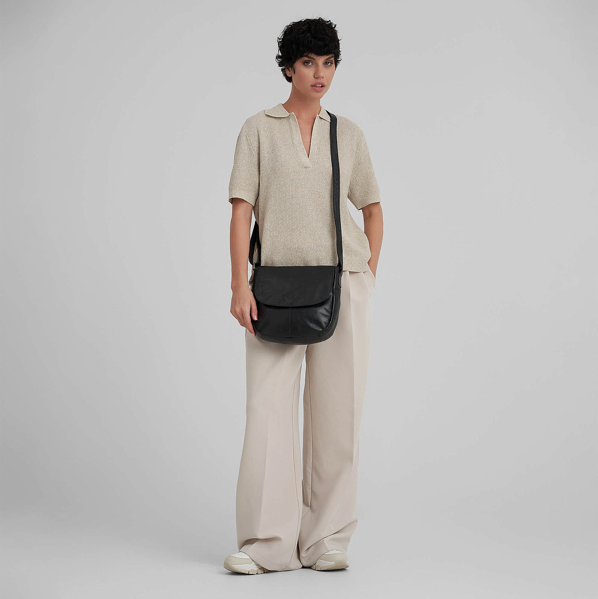 Женская сумка Dr.Koffer из натуральной кожи чёрная