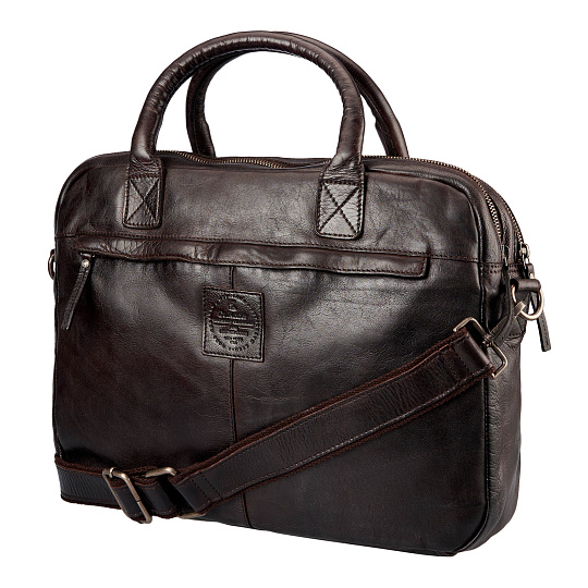 Деловая сумка Dr.Koffer из натуральной кожи темно-коричневая
