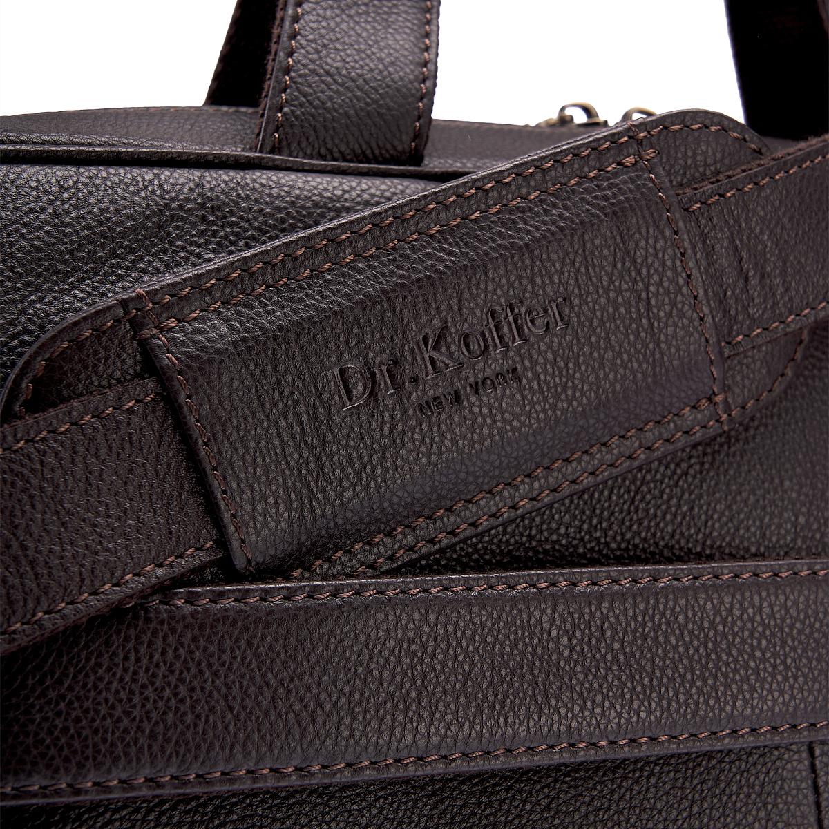 Деловая сумка Dr.Koffer из натуральной кожи темно-коричневая