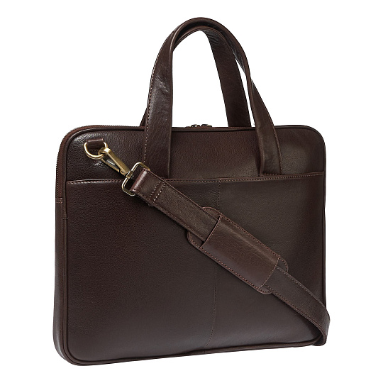 Деловая сумка Dr.Koffer из натуральной кожи темно-коричневая