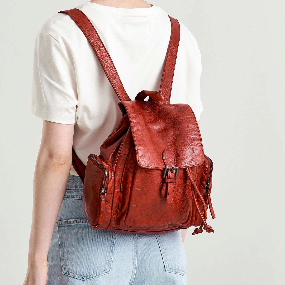 Рюкзак Dr.Koffer из натуральной кожи красный