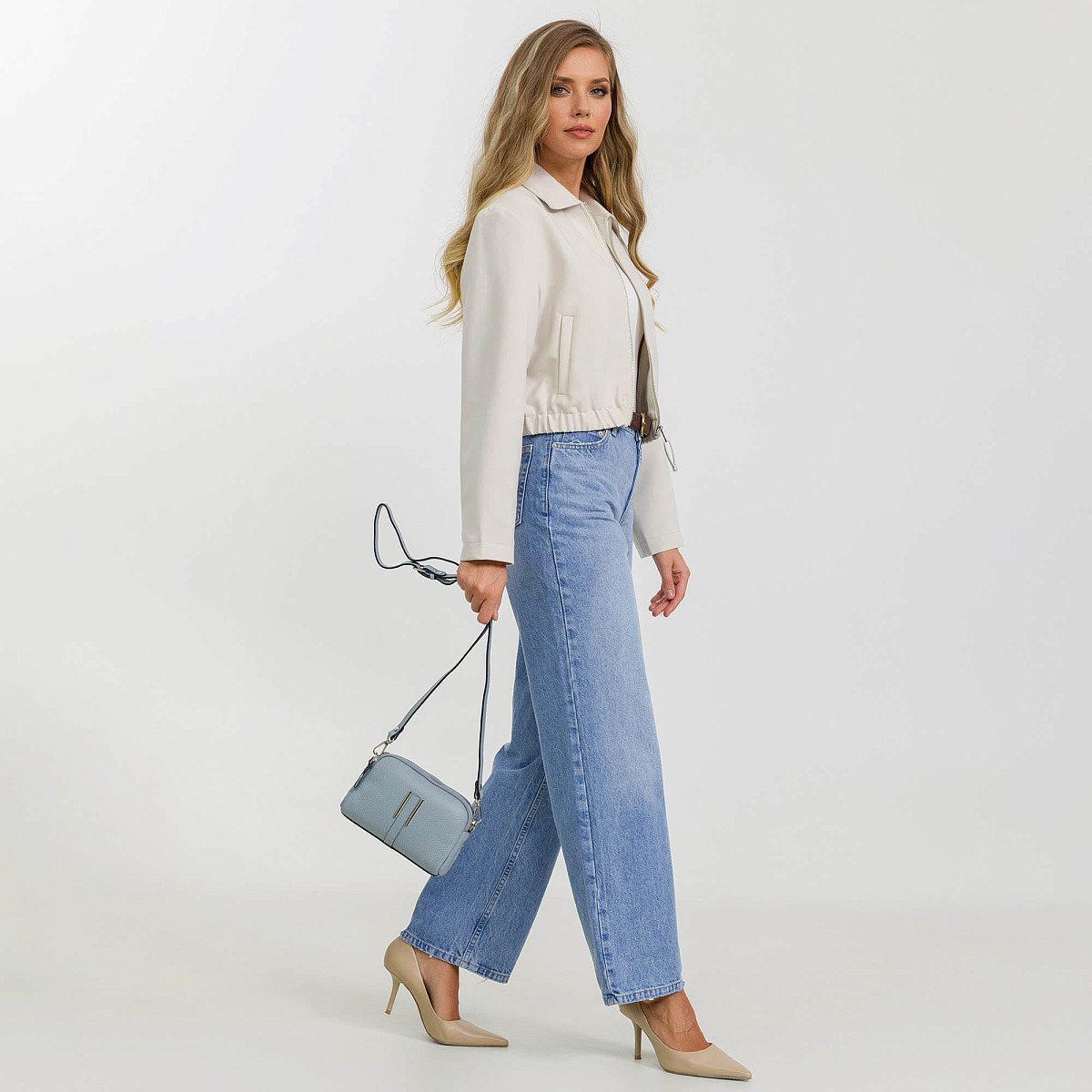 Женская сумка Dr. Koffer из натуральной кожи голубая