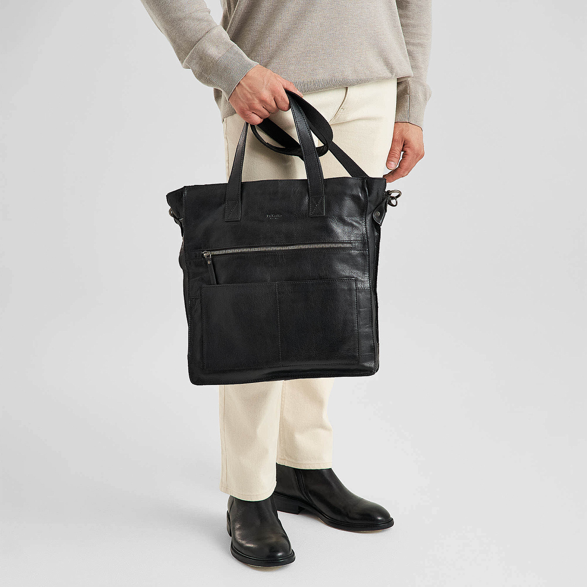 Деловая сумка Dr.Koffer из натуральной кожи черная