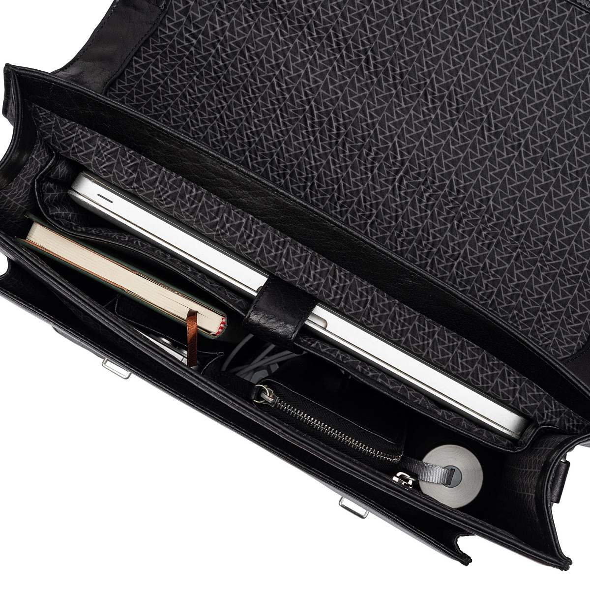 Портфель Dr.Koffer из натуральной кожи черный