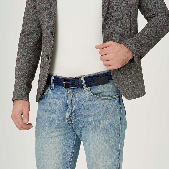 Ремень Dr.Koffer из натуральной кожи и текстиля синий