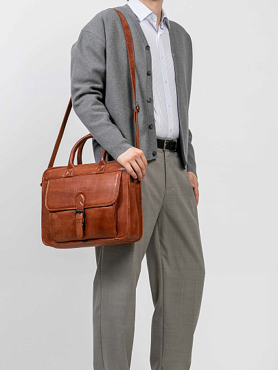 Деловая сумка Dr.Koffer из натуральной кожи коричневая