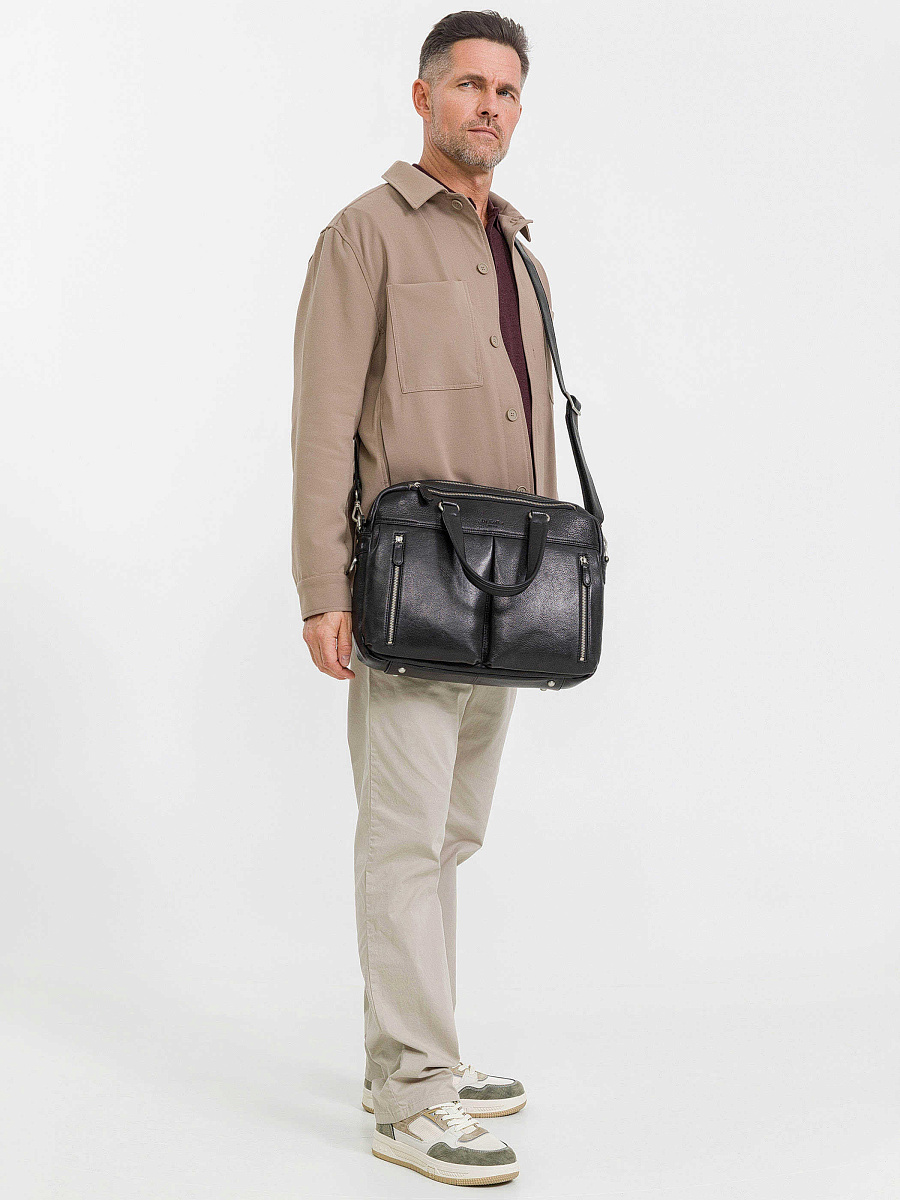 Деловая сумка Dr.Koffer из натуральной кожи черная