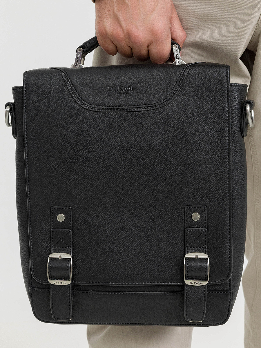 Деловая сумка Dr.Koffer из натуральной кожи черная