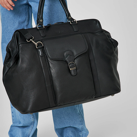 Сумка дорожная Dr.Koffer из натуральной кожи черная