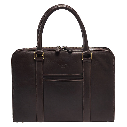 Деловая сумка Dr.Koffer из натуральной кожи темно-коричневая