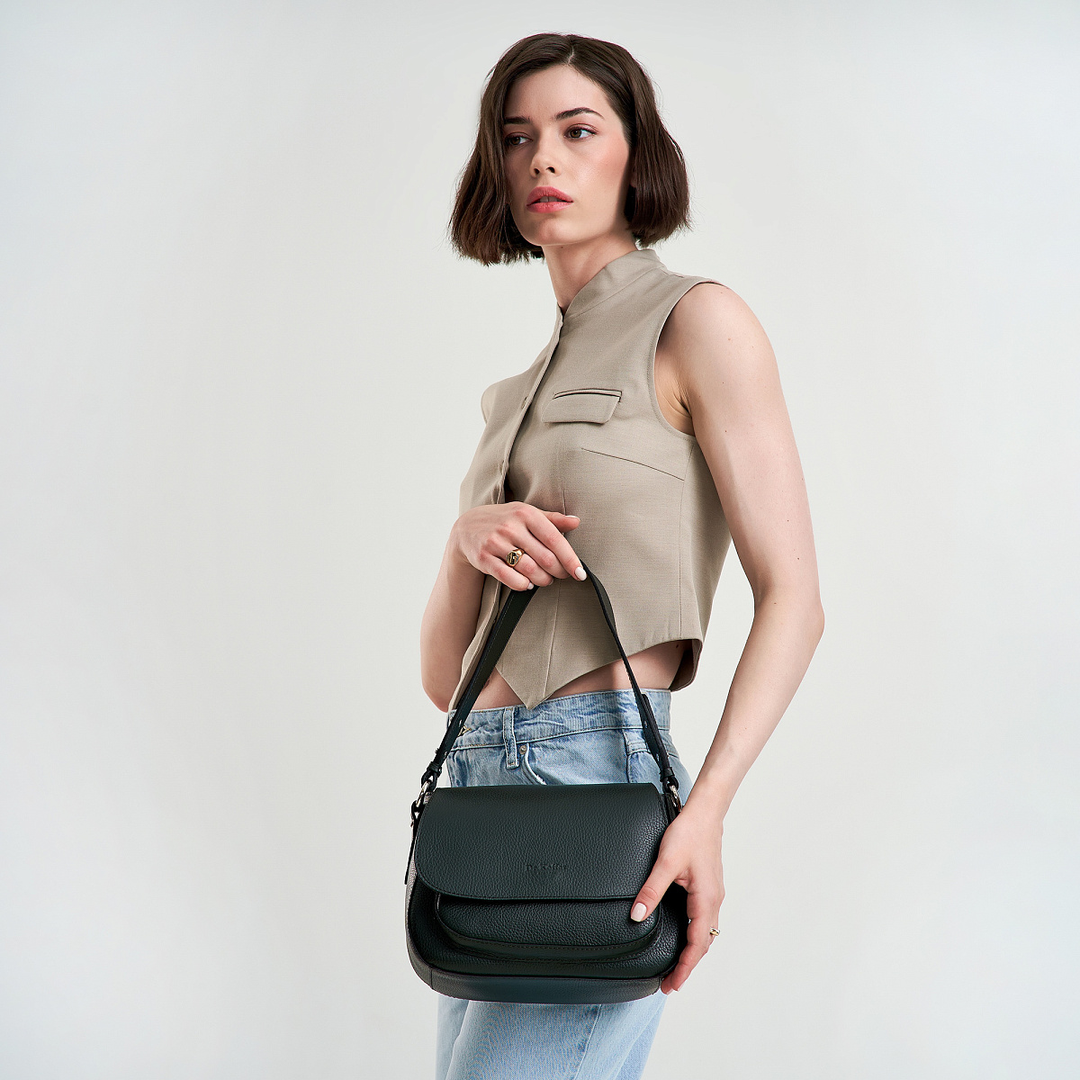 Женская сумка Dr. Koffer из натуральной кожи зеленая