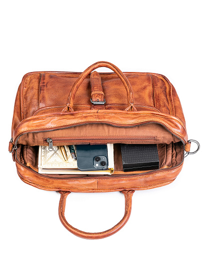 Деловая сумка Dr.Koffer из натуральной кожи коричневая