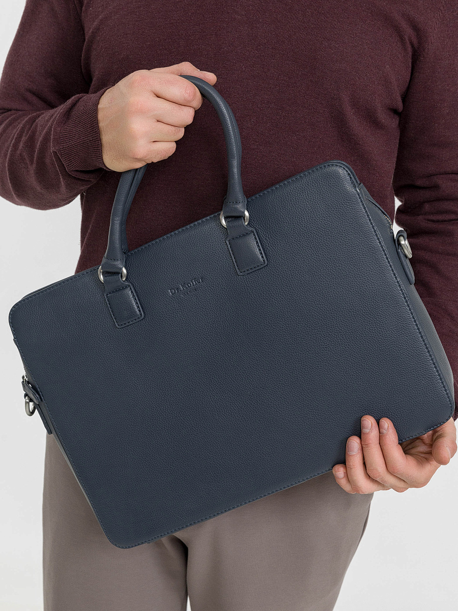 Деловая сумка Dr.Koffer из натуральной кожи синяя