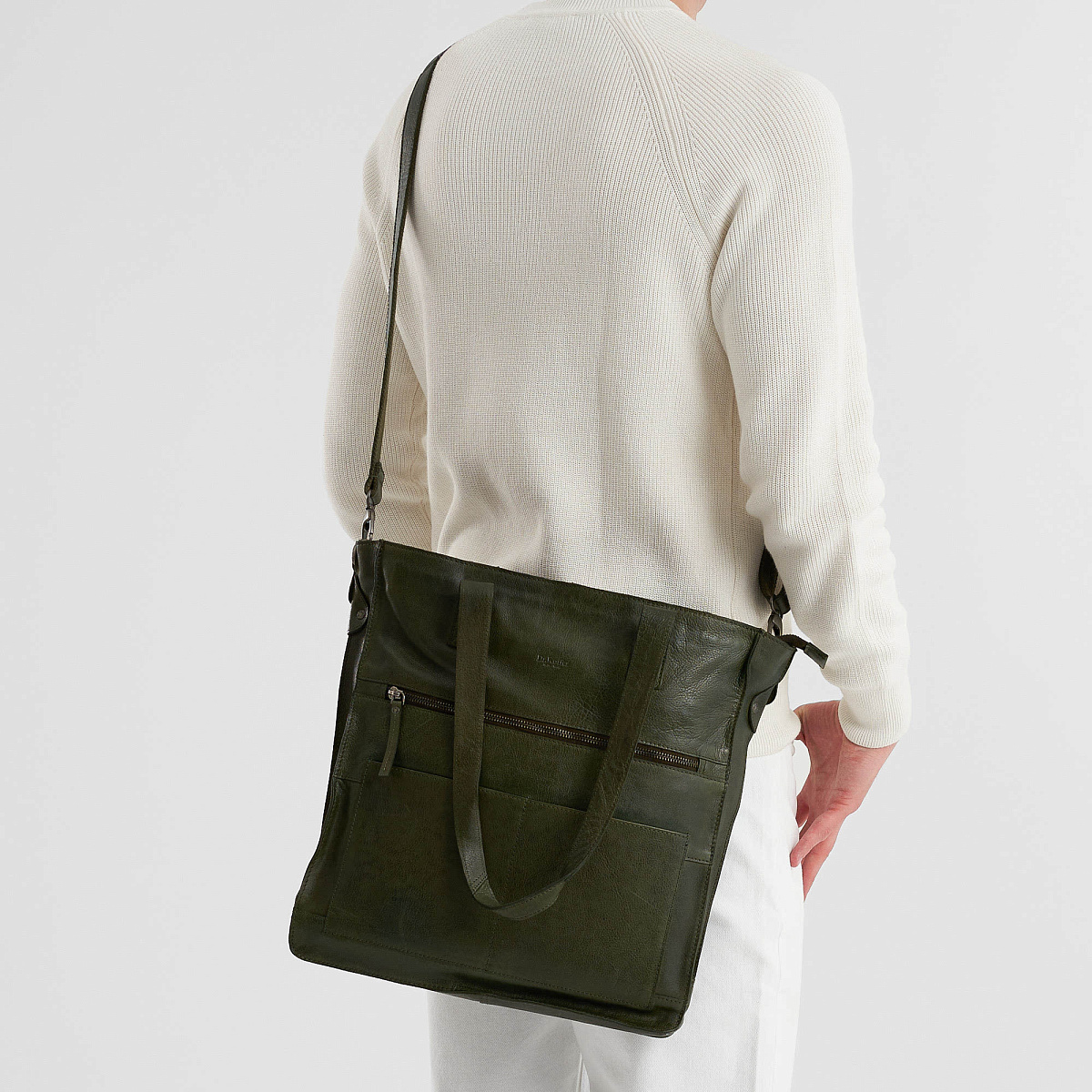 Деловая сумка Dr.Koffer из натуральной кожи зеленая