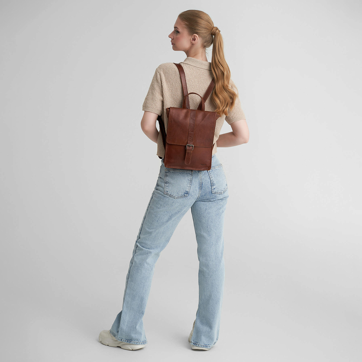 Рюкзак Dr.Koffer из натуральной кожи светло-коричневый